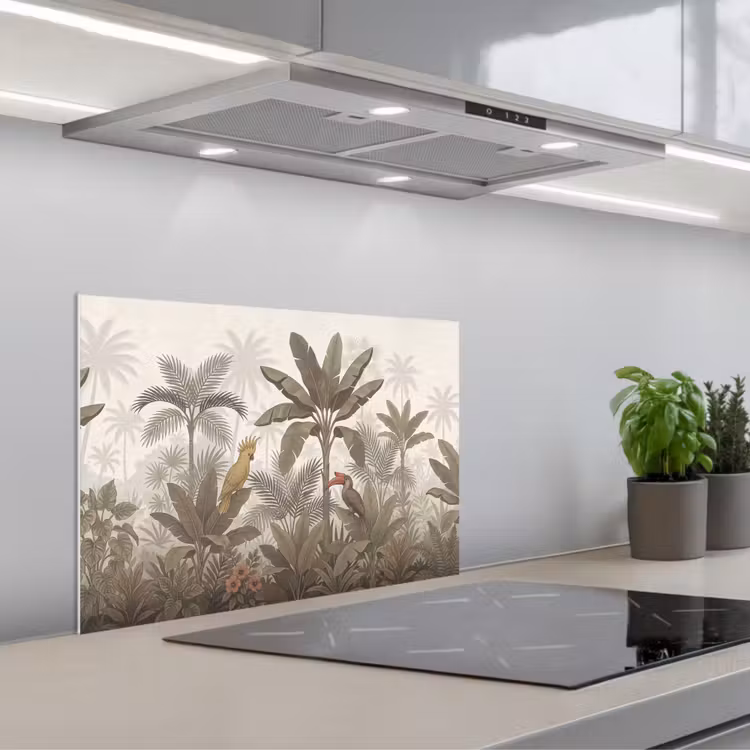 Spatscherm keuken - Vogel - Jungle - Tropisch - Illustratie - Groen — 5