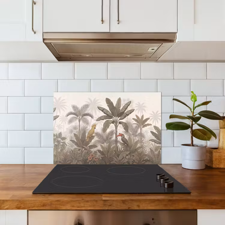 Spatscherm keuken - Vogel - Jungle - Tropisch - Illustratie - Groen — 6