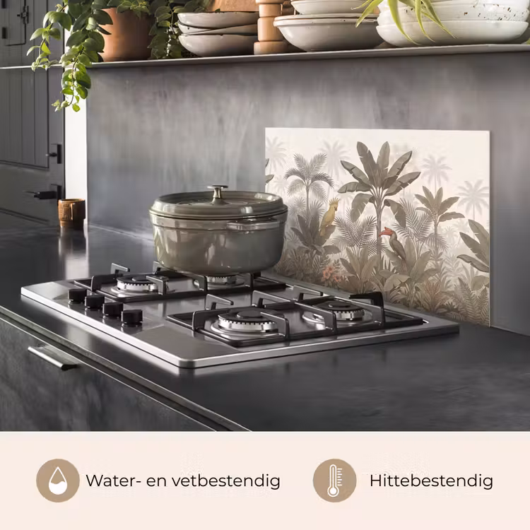 Spatscherm keuken - Vogel - Jungle - Tropisch - Illustratie - Groen — 7