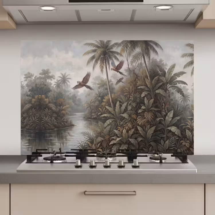 Spatscherm keuken - Vogel - Vliegend - Tropisch - Landschap - Klassiek — 1