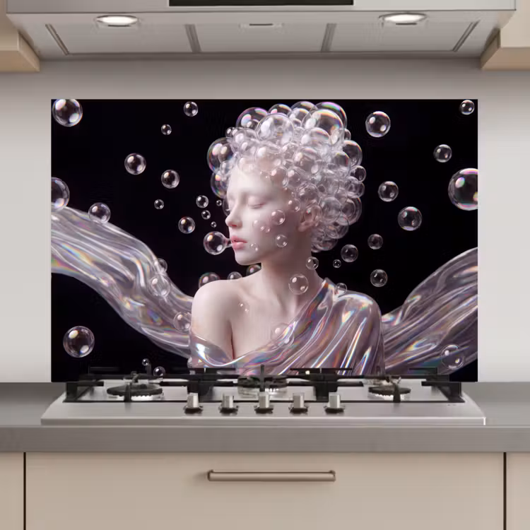 Spatscherm keuken - Vrouw - Bellen - Abstract - Kleurrijk — 1