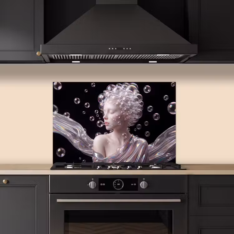 Spatscherm keuken - Vrouw - Bellen - Abstract - Kleurrijk — 2