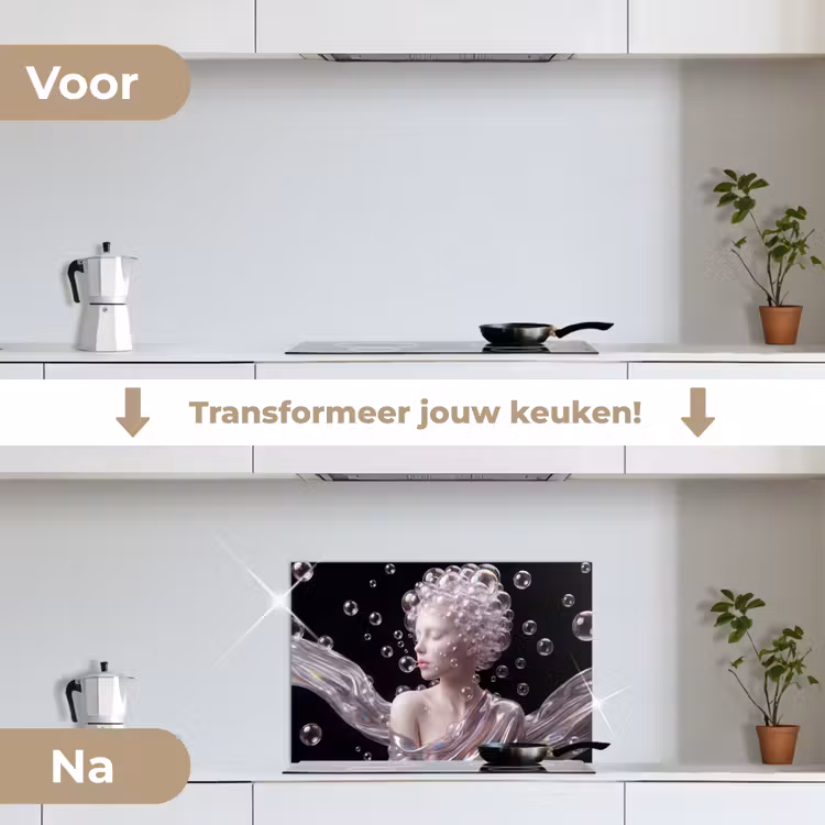 Spatscherm keuken - Vrouw - Bellen - Abstract - Kleurrijk — 3