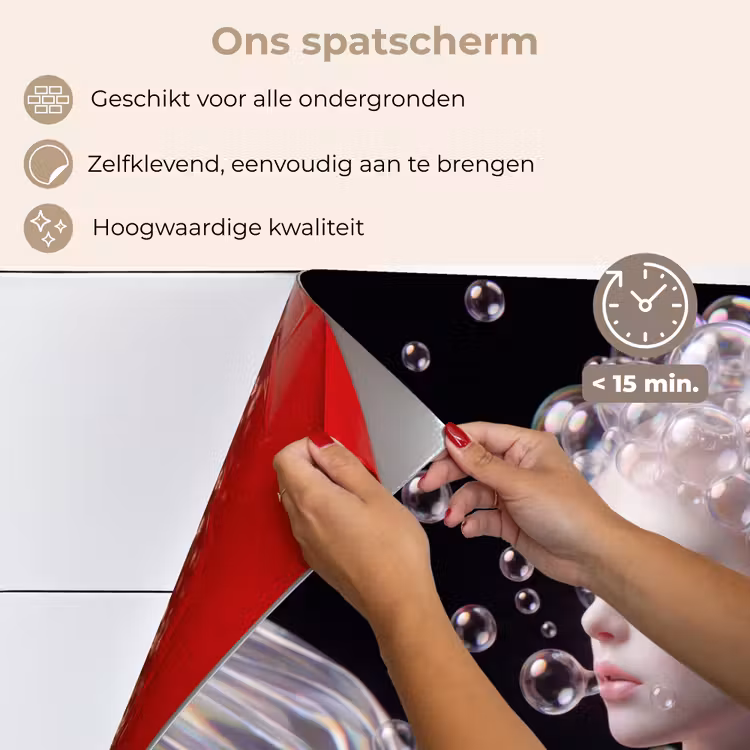 Spatscherm keuken - Vrouw - Bellen - Abstract - Kleurrijk — 4