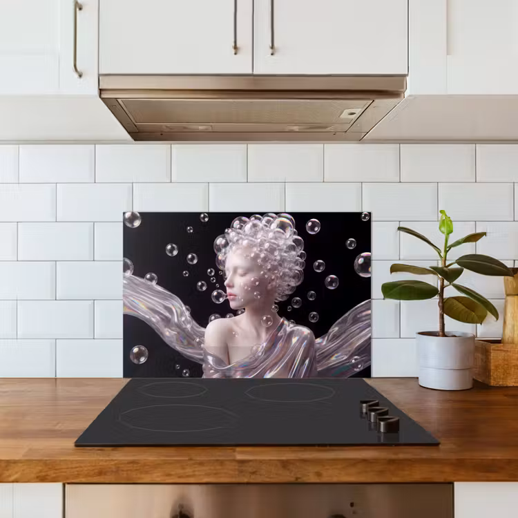 Spatscherm keuken - Vrouw - Bellen - Abstract - Kleurrijk — 6