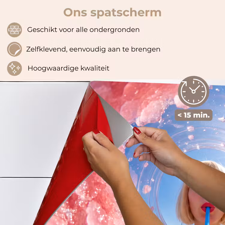 Spatscherm keuken - Vrouw - Drank - Zomer - Roze - Blauw — 4