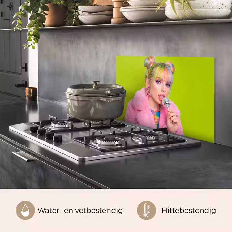 Spatscherm keuken - Vrouw - Kleurrijk haar - Pop art - Modern - Levendig — 7