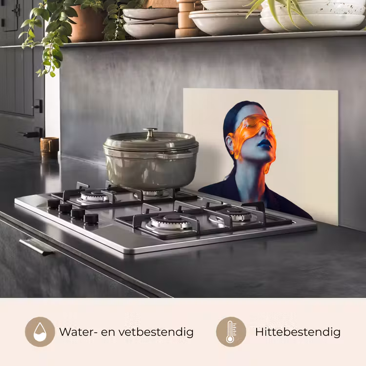 Spatscherm keuken - Vrouw - Oranje - Abstract - Modern - Kleurrijk — 7