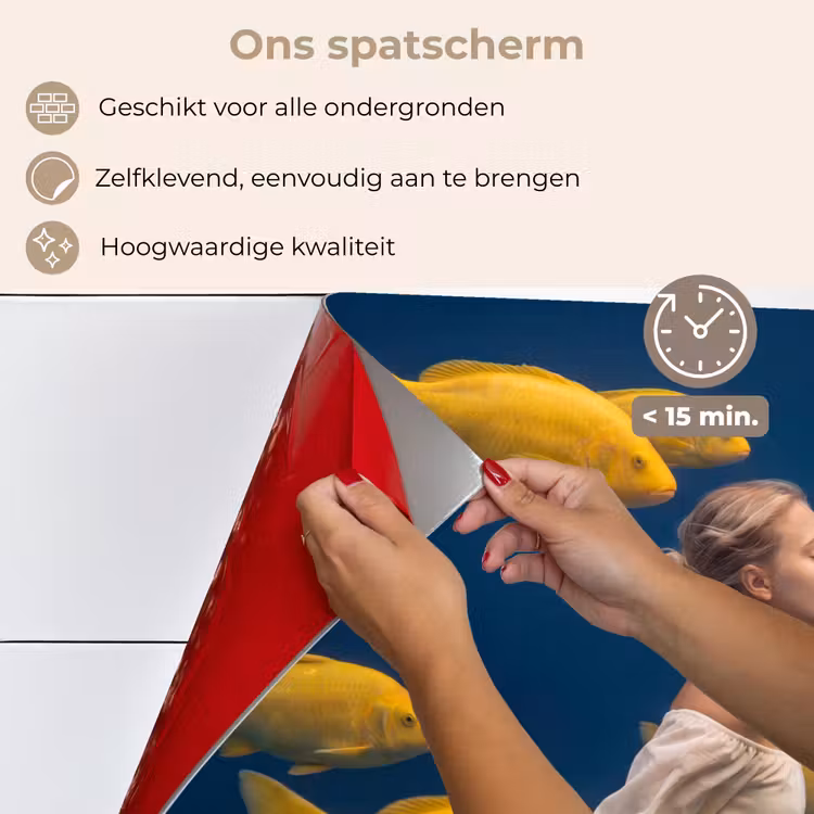 Spatscherm keuken - Vrouw - Vis - Water - Natuur - Geel — 4