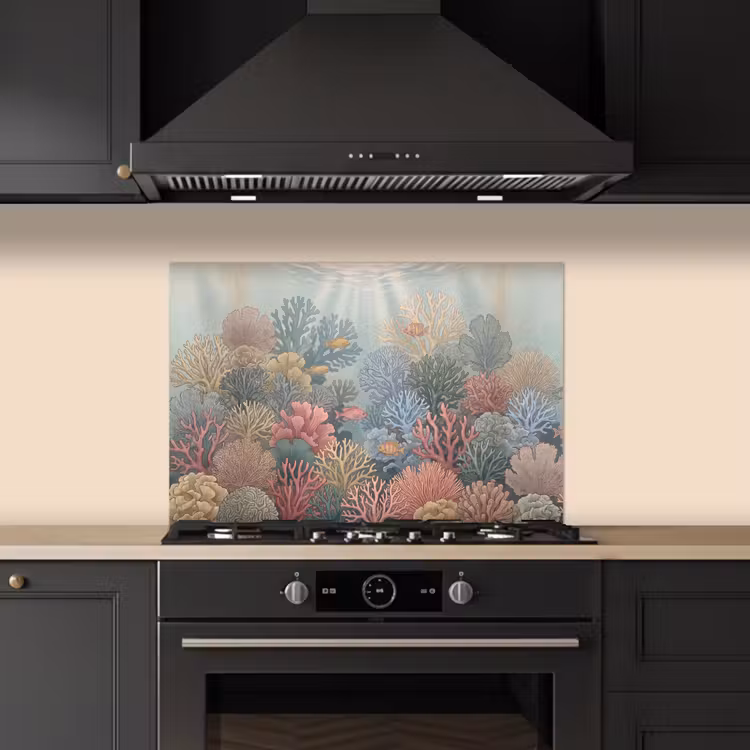 Spatscherm keuken - Zee - Koraal - Vis - Natuur - Kleurrijk — 2