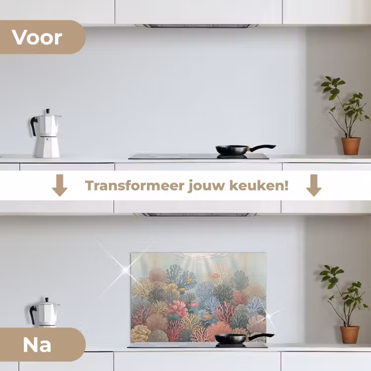 Spatscherm keuken - Zee - Koraal - Vis - Natuur - Kleurrijk — 3