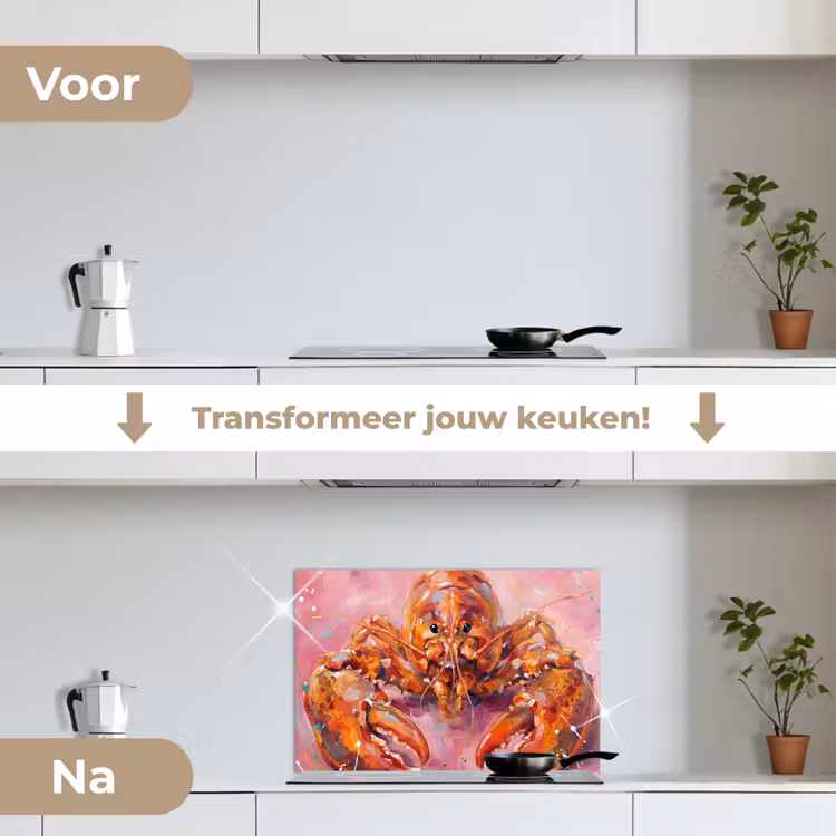 Spatscherm keuken - Zeeleven - Kreeft - Spatters - Abstract - Roze — 3
