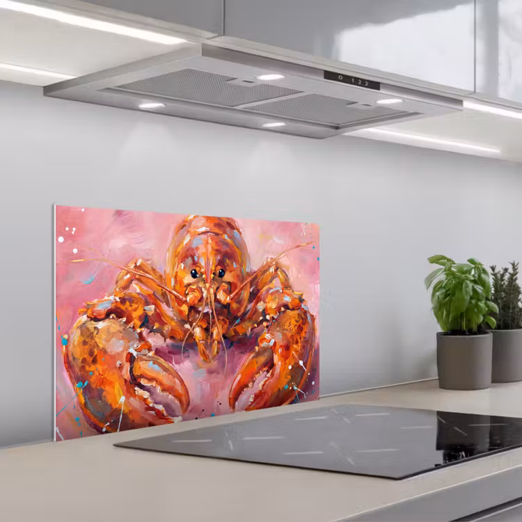 Spatscherm keuken - Zeeleven - Kreeft - Spatters - Abstract - Roze — 5