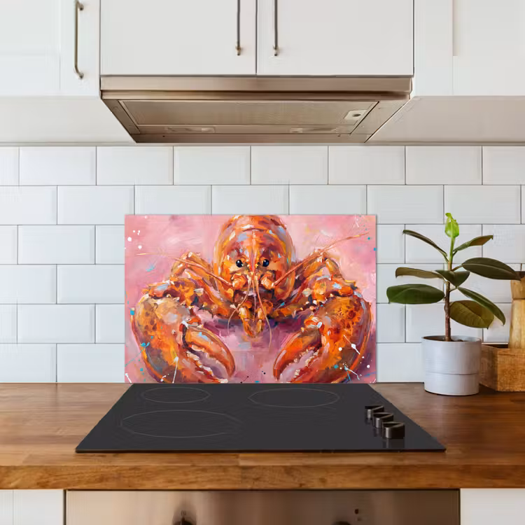Spatscherm keuken - Zeeleven - Kreeft - Spatters - Abstract - Roze — 6