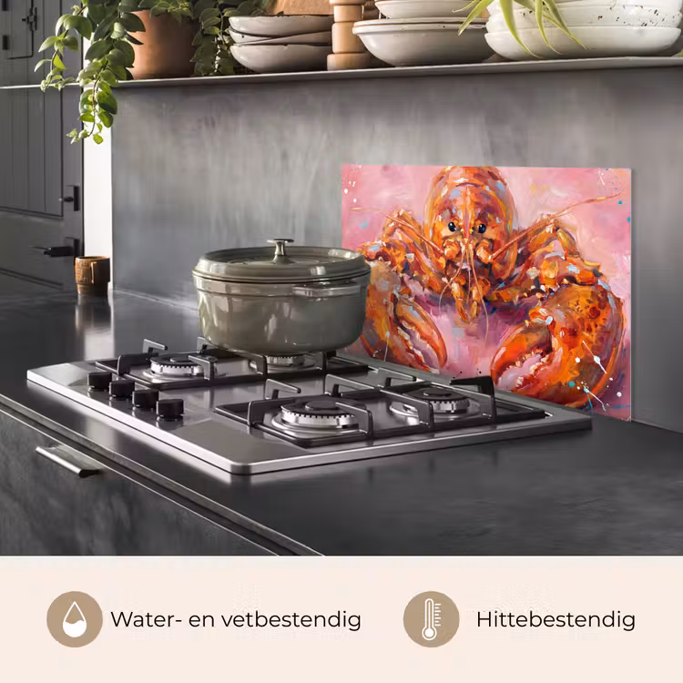 Spatscherm keuken - Zeeleven - Kreeft - Spatters - Abstract - Roze — 7