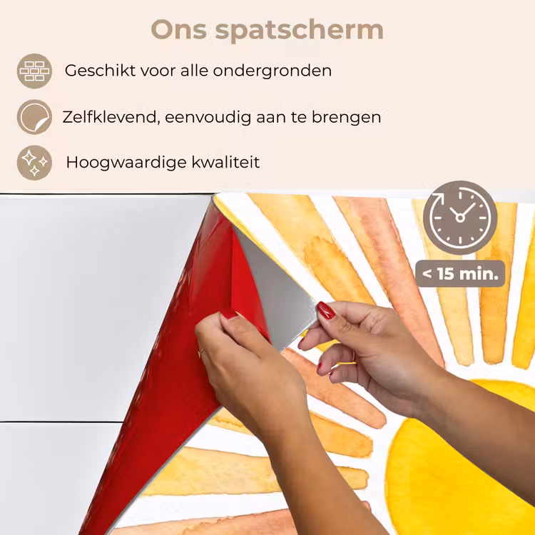 Spatscherm keuken - Zon - Stralen - Aquarel - Geel - Abstract — 4
