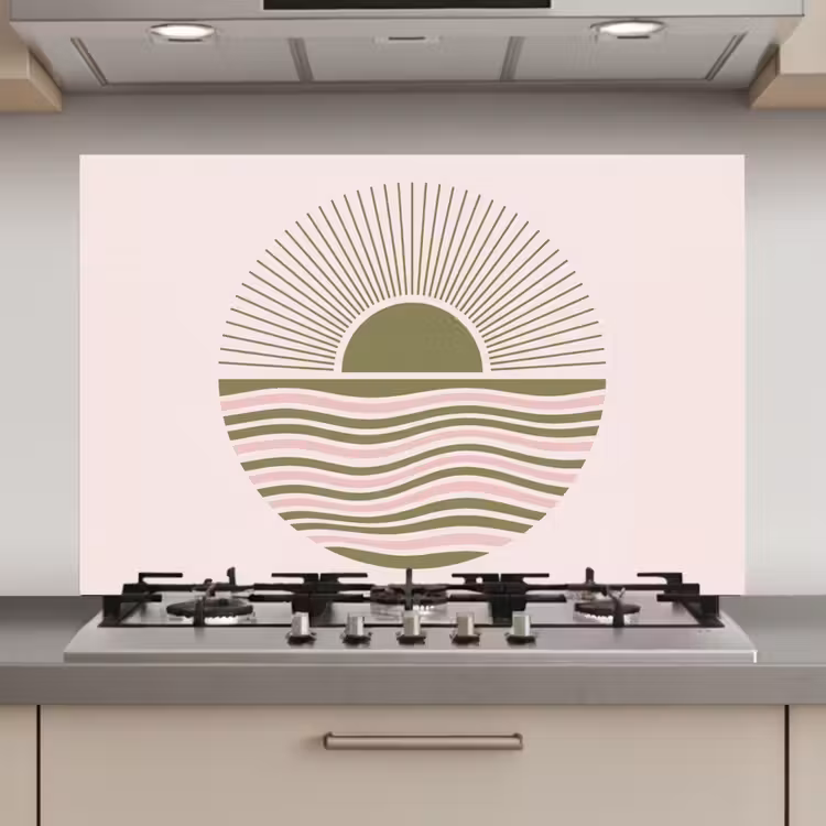 Spatscherm keuken - Zon - Zee - Abstract - Modern - Roze — 1