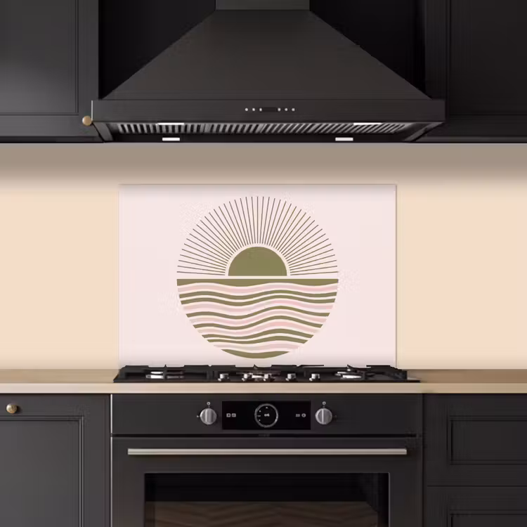 Spatscherm keuken - Zon - Zee - Abstract - Modern - Roze — 2