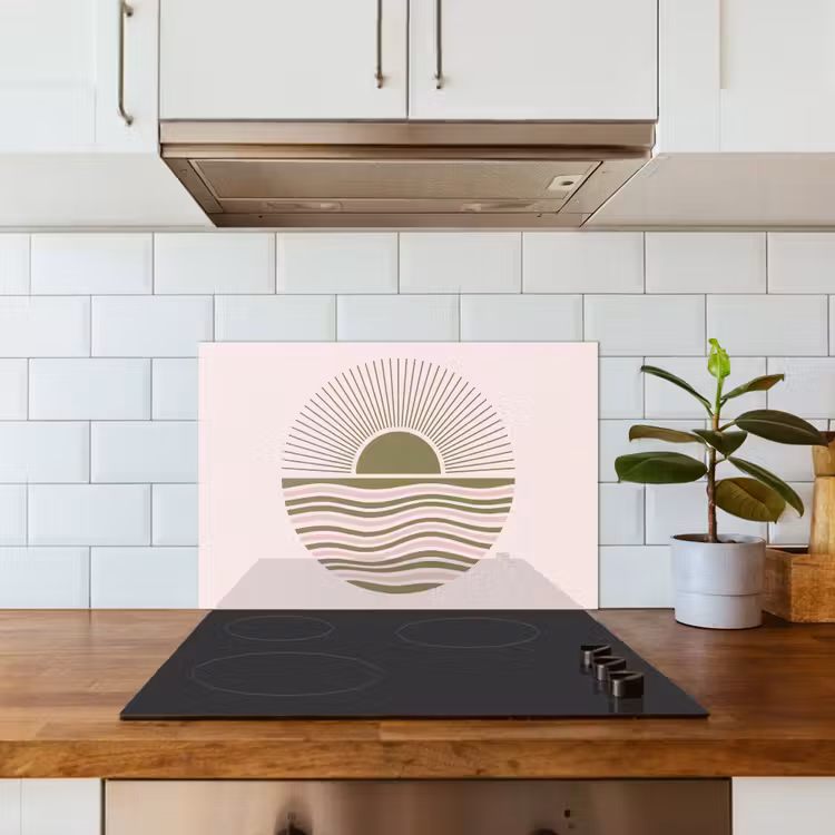 Spatscherm keuken - Zon - Zee - Abstract - Modern - Roze — 6