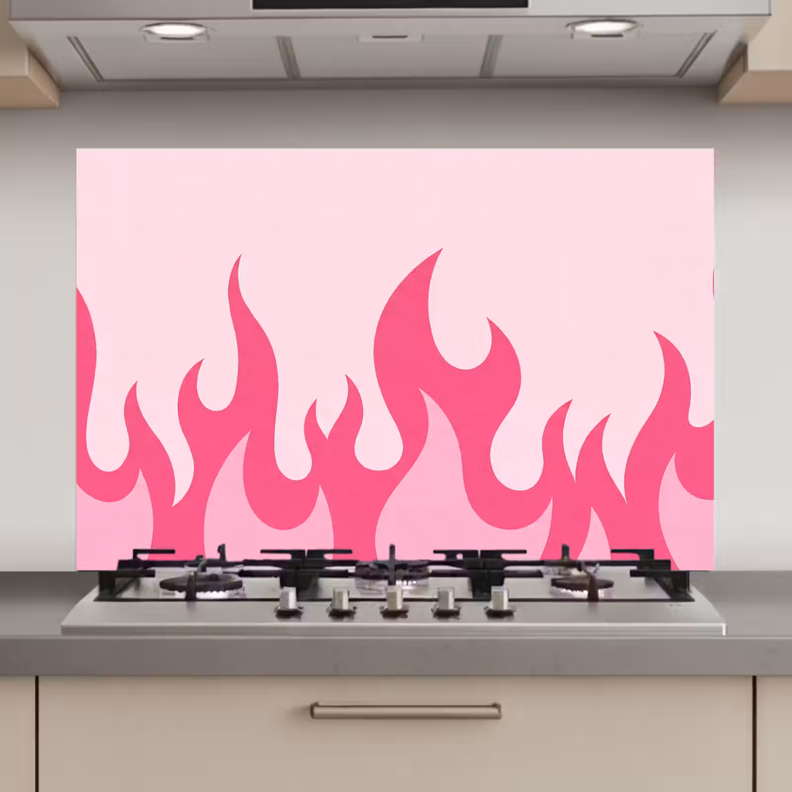 Spatscherm keuken - Vlammen - Patroon - Abstract - Modern - Roze — 1