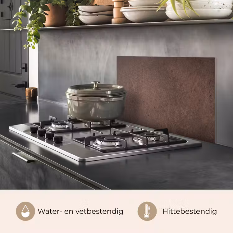 Spatscherm keuken - Textuur - Beton - Abstract - Donker - Bruin — 7