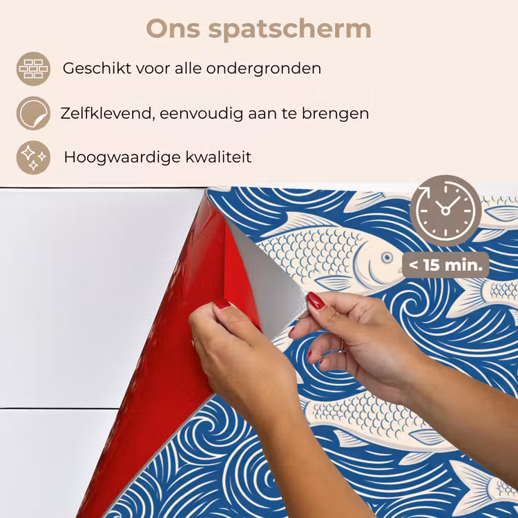Spatscherm keuken - Vis - Water - Patroon - Grafisch - Blauw — 4