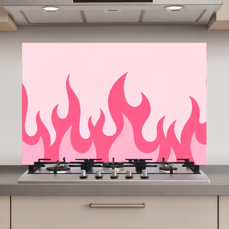 Spatscherm keuken - Vlammen - Patroon - Abstract - Modern - Roze — 1