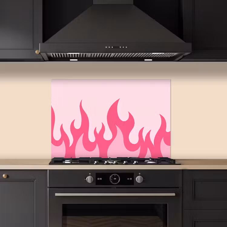 Spatscherm keuken - Vlammen - Patroon - Abstract - Modern - Roze — 2