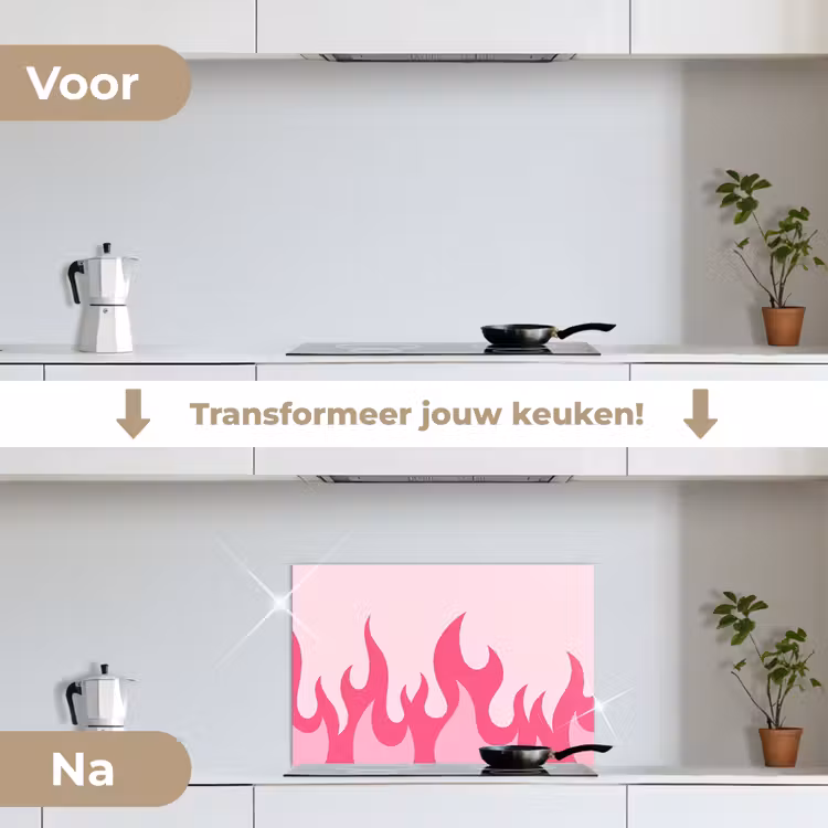 Spatscherm keuken - Vlammen - Patroon - Abstract - Modern - Roze — 3