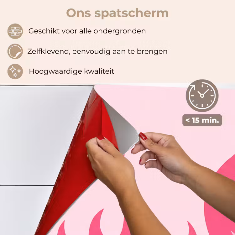 Spatscherm keuken - Vlammen - Patroon - Abstract - Modern - Roze — 4