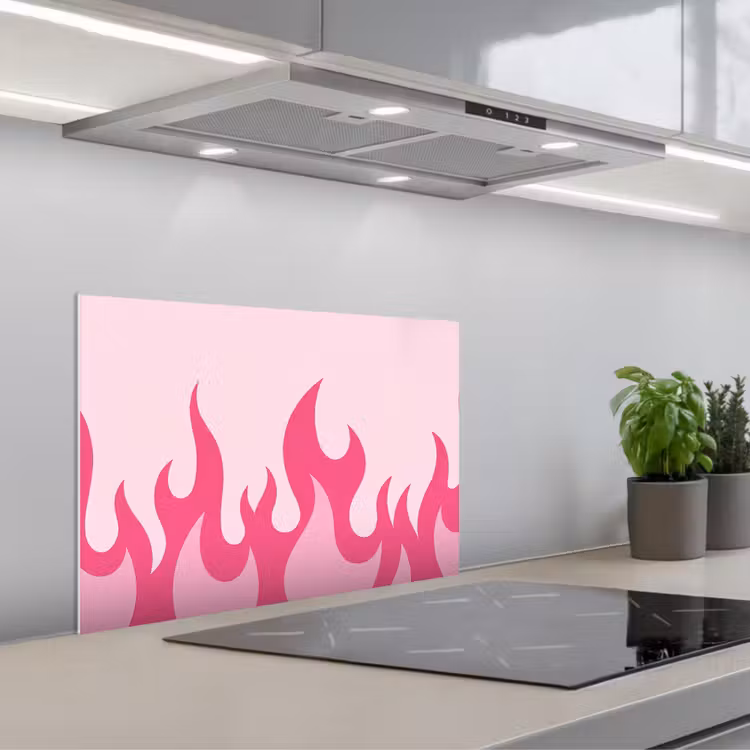 Spatscherm keuken - Vlammen - Patroon - Abstract - Modern - Roze — 5