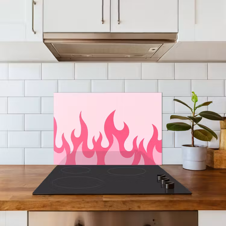 Spatscherm keuken - Vlammen - Patroon - Abstract - Modern - Roze — 6