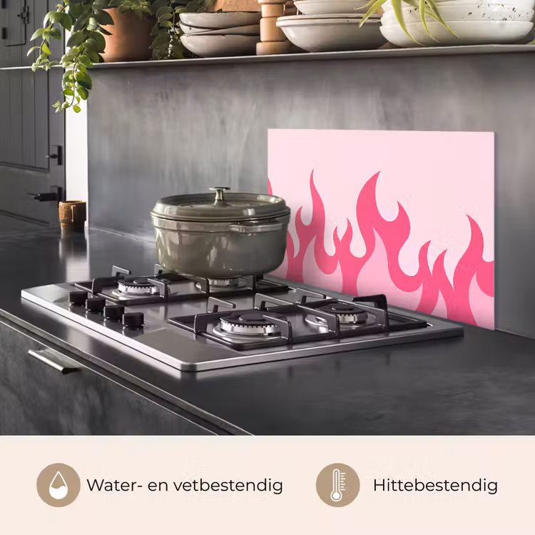Spatscherm keuken - Vlammen - Patroon - Abstract - Modern - Roze — 7