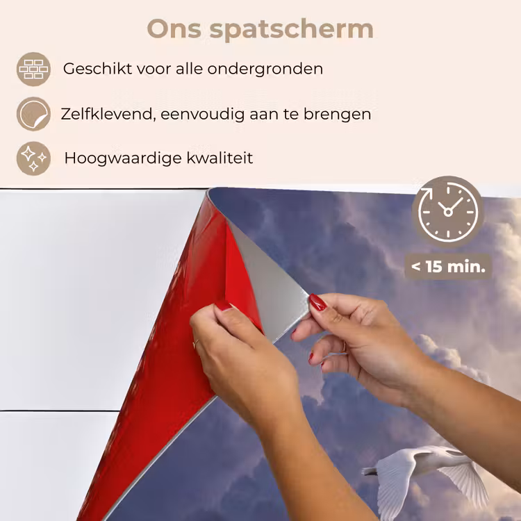 Spatscherm keuken - Vogel - Vliegend - Natuur - Wit - Wolken — 4