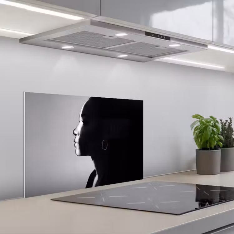 Spatscherm keuken - Vrouw - Profiel - Mensen - Zwart-wit — 5