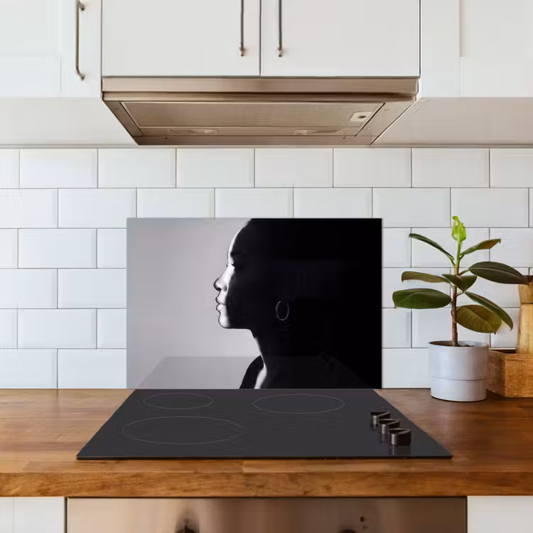 Spatscherm keuken - Vrouw - Profiel - Mensen - Zwart-wit — 6