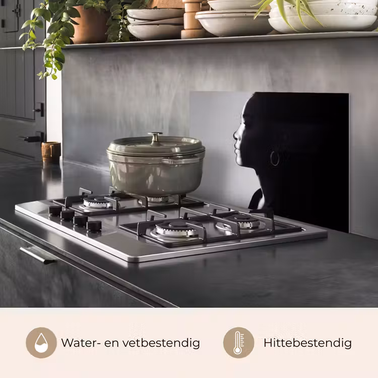 Spatscherm keuken - Vrouw - Profiel - Mensen - Zwart-wit — 7