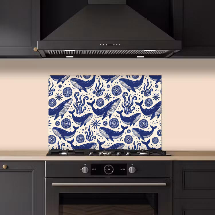 Spatscherm keuken - Walvis - Onderwater - Dieren - Abstract - Blauw — 2