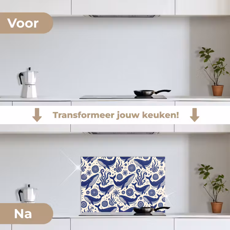 Spatscherm keuken - Walvis - Onderwater - Dieren - Abstract - Blauw — 3