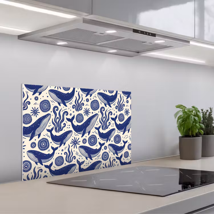 Spatscherm keuken - Walvis - Onderwater - Dieren - Abstract - Blauw — 5