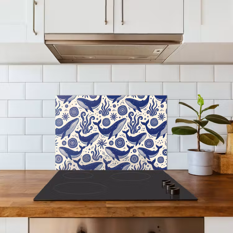 Spatscherm keuken - Walvis - Onderwater - Dieren - Abstract - Blauw — 6