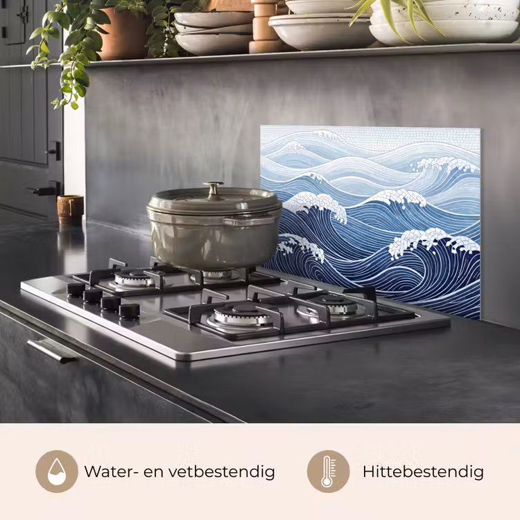 Spatscherm keuken - Water - Mozaïek - Landschap - Modern - Blauw — 7