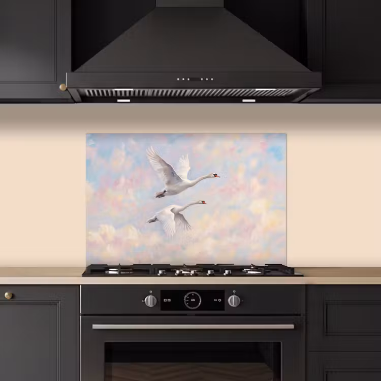 Spatscherm keuken - Vogel - Vliegend - Lucht - Modern - Pastel — 2