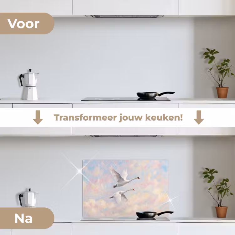 Spatscherm keuken - Vogel - Vliegend - Lucht - Modern - Pastel — 3