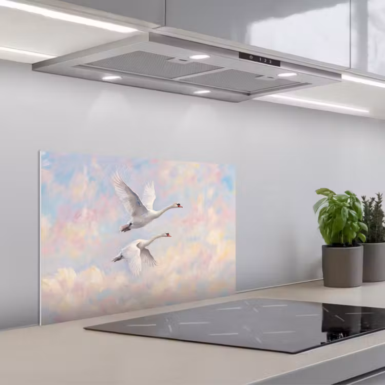 Spatscherm keuken - Vogel - Vliegend - Lucht - Modern - Pastel — 5