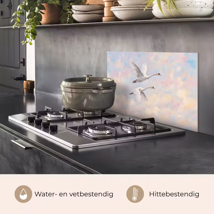 Spatscherm keuken - Vogel - Vliegend - Lucht - Modern - Pastel — 7