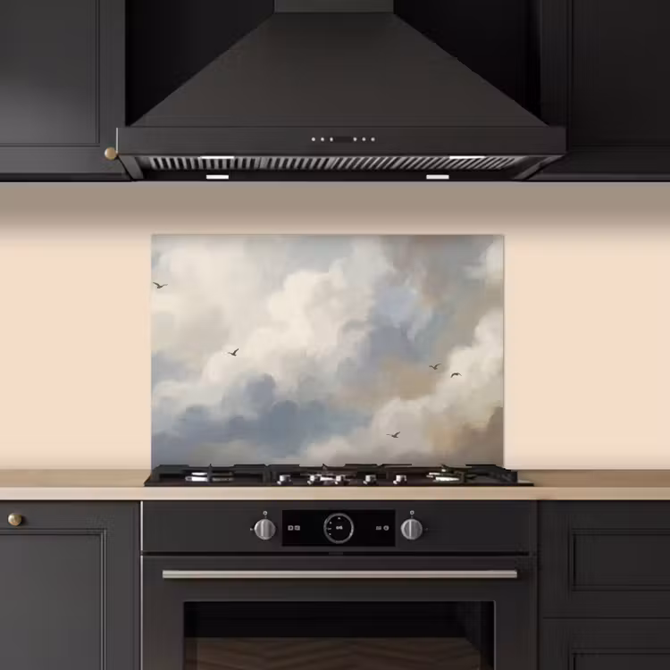 Spatscherm keuken - Vogel - Wolken - Natuur - Modern - Grijs — 2