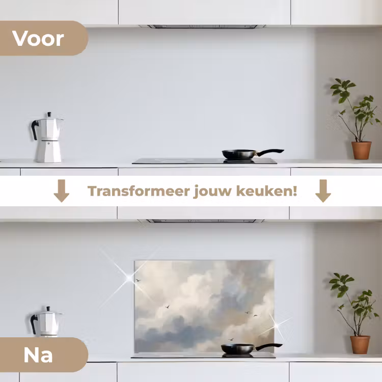 Spatscherm keuken - Vogel - Wolken - Natuur - Modern - Grijs — 3