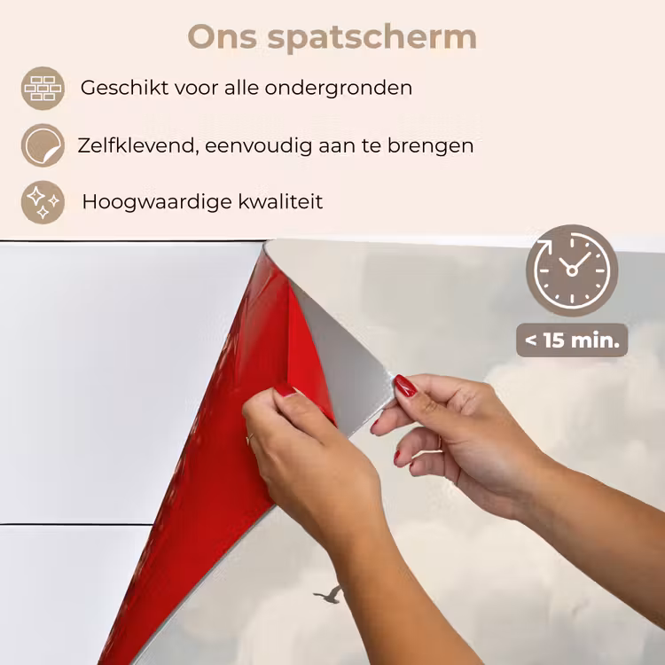Spatscherm keuken - Vogel - Wolken - Natuur - Modern - Grijs — 4