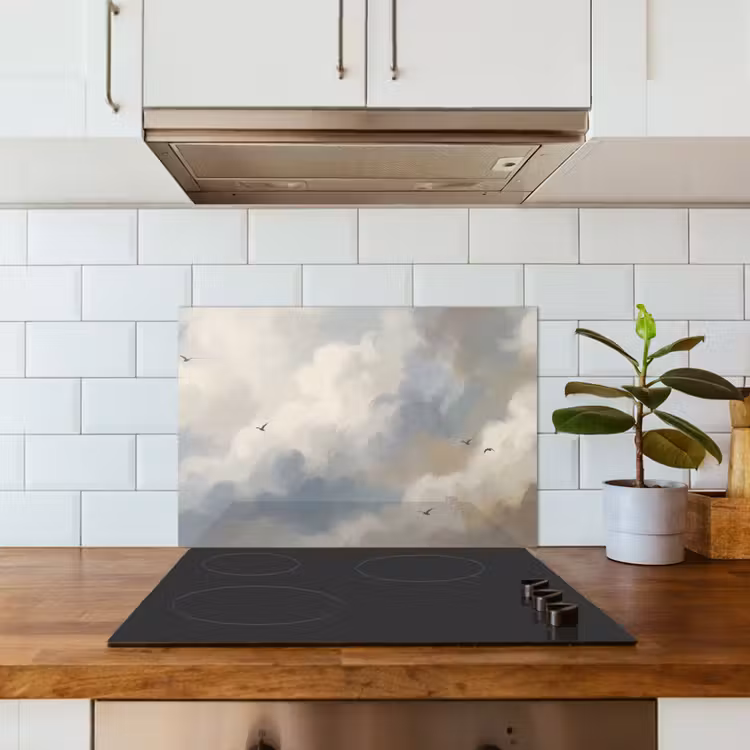Spatscherm keuken - Vogel - Wolken - Natuur - Modern - Grijs — 6